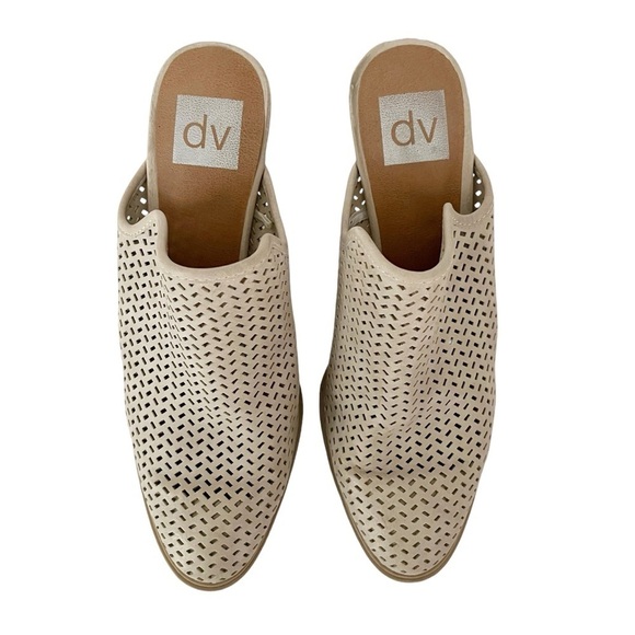 Dolce Vita Mules Clogs Women's Size 8 Nude Laser Cut Heels Slip On Slides Shoes - Picture 1 of 9